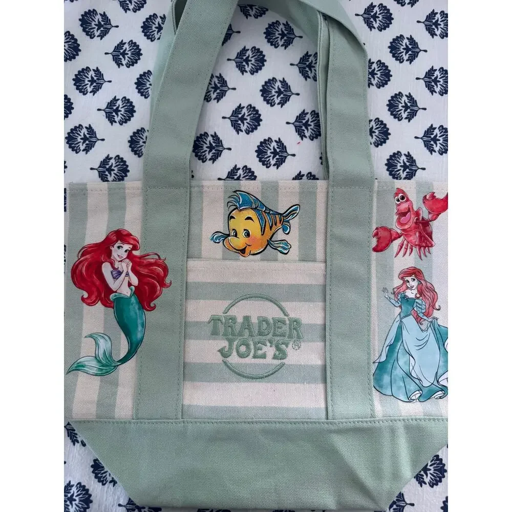 Disney Ariel Green Striped Custom Made Trader Joes Mini Tote